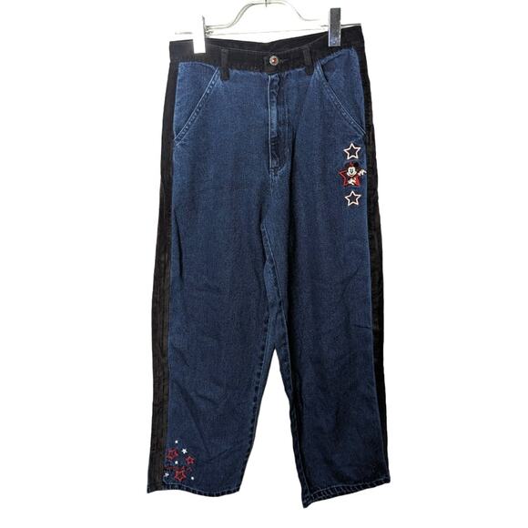 Vintage 90's Mickey & Co Jeans High Waist Tapered Leg Velvet Side Embroidered - Picture 1 of 10